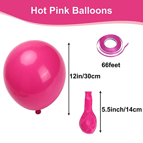 Rubfac 65Pcs Hot Pink Latex Balloons, 12 Inches Helium Party Balloons With Ribbon For Wedding, Birthday, Graduation, Baby Shower, Bridal Shower #TOP1