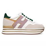 Hogan Damen-Sneaker Midi H222 Weiß, Grün und Lila - HXW4830CB81 R840UBJ - Größe, mehrfarbig, 41 EU