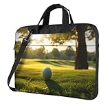 Mexpekil Laptoptasche, wasserdicht, tragbare Kuriertasche mit abnehmbarem Riemen, Aktentasche für Damen und Herren, Gras-Golfball, 14 Inch
