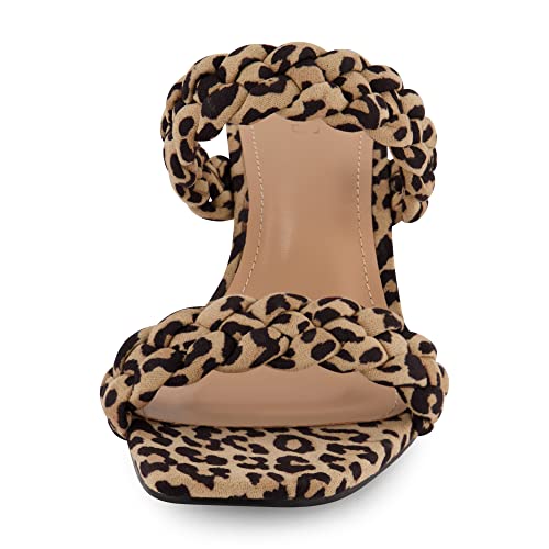 Dunes + Cushionaire Technology Women's Iris Braided Heel Sandal +Memory Foam And Wide Widths Available, Leopard 8 #TOP2