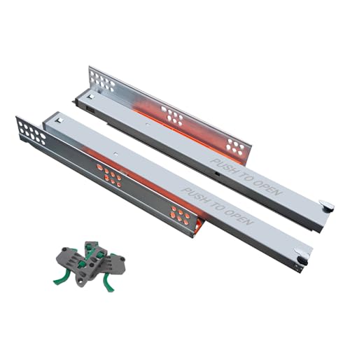 Image of Volo Heavy Duty Drawer Slides, Full Extension Ball Bearing Runners | Pack of 2 Piece | Channels for Kitchen Cabinets, Wardrobes, and Dressers (Undermount (Push to Open), 16 Inch)