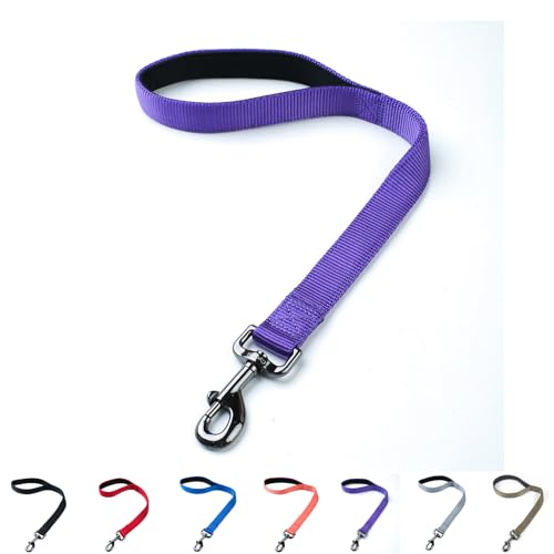 Cyclpet Premium 18 Inches Nylon Short Dog Leash with Heavy Duty Clasp and Comfortable Padded Handle for Large Medium Breed Dogs Daily Use Jogging,Walking,Training etc...(18 Inches, Ultra Violet)
