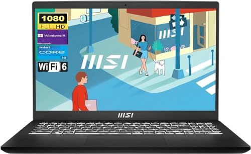 Image of MSI Modern 15 Laptop, 15.6 inch FHD Display, Intel Core i5-1235U Processor, 16GB RAM 1TB PCIe SSD, Wi-Fi 6, Bluetooth, Backlit Keyboard, SD Card Reader, Windows 11 Home, Black