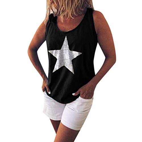 MEIbax Estampado de Estrellas Camiseta sin Mangas de Mujer Chaleco de Verano de Las señoras Moda Mujer Camisa Suelta Tank Tops Blusas Camisetas de Tirantes Deportiva para Mujer Yoga