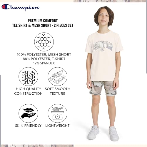 Image of Champion Boys 2 Piece Short Sleeve Shirt and Mesh Shorts Sets