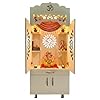 Alpine Willow Wooden Temple for Home | 145x60x35 cm | Pre-Assembled Modern Pooja Mandir with LED Light, Storage Cabinet & OM Design | Engineered Wood Pooja Stand for Living Room & Offices | Devghar