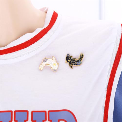 Image of 2Pcs coadipress Lovely Fish Brooch Enamel Lapel Brooches Pin Set Cute Cartoon Koi Fish Pins for DIY Backpacks Clothes Bags Jackets Hat Jewelry Accessories Gift