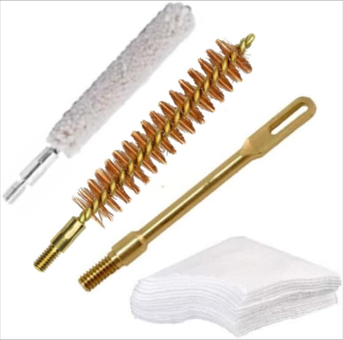 30/32 Caliber Pistol/Rifle Bore Brush Kit with Mop, Brass Patch Holder, Bronze Brush and 30/32 Patches Fits 308