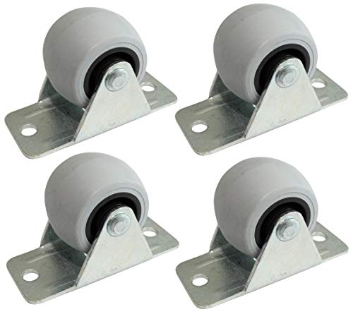 AERZETIX: 4x Roue rouleau roulette fixe à platine office meuble Ø32mm H37mm 40kg plaque 26x58mm C42229