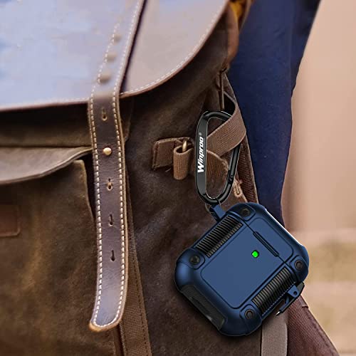 Winproo Armor Airpods 2Nd & 1St Generation Case Cover With Lock Clip, Military Hard Shell Full-Body Shockproof Protective Case Skin With Keychain For Airpods 2Nd & 1St Gen (Blue) #TOP6