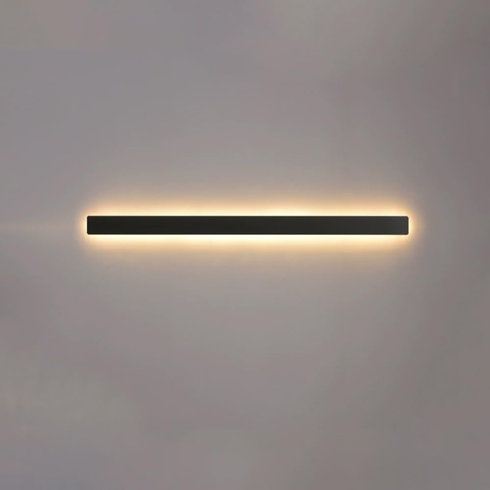 SXECAEPS Rectangular LED Black Wall Sconce Minimalist Lamp Linear Light Fixture 3000K Sconces Lighting, Vanity Bar Lights for Bedroom Living Room Office Hallway(80cm)