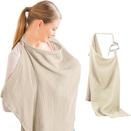 Jushion Musselin-Abdeckung zum Stillen von Babys,Stilltuch für Unterwegs Stillschal Stillschürze, Stillbezug mit starrem Reifen,Nursing Cover Breastfeeding Cover,Aprikose (Aprikose)