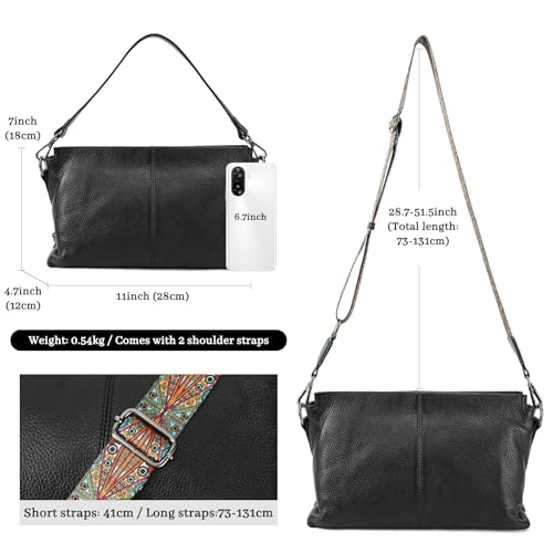 Image of Genuine Leather Women Shoulder Bag Small Crossbody Bags Purse Mini Casual Hobo Lady Handbags and Purses Messenger Satchel