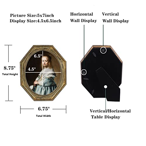 Kangce Antique Picture Frames 5X7 Vintage Frames Ornate Frame Retro Room Bronze Gold Frames Decor Tabletop And Wall Hanginggifts Ideas Picture Frame Set #TOP1