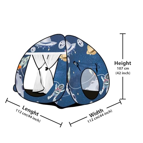 Image of Foldable Play Tent House Big Size for Girl Boys with Planet Theme Pop-Up Indoor & Outdoor Play House for Girls Boys| Multi Purpose Tent House with Fun Patterns Easy Setup & Portable (Planet Blue)