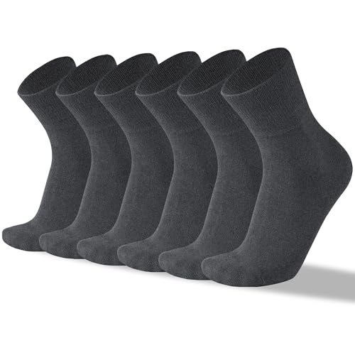 HENNY RUE Mens Mid-Crew Socks Black Dress Socks for Men,Men's Cotton Socks,Reinforced,Cozy,6 Pairs