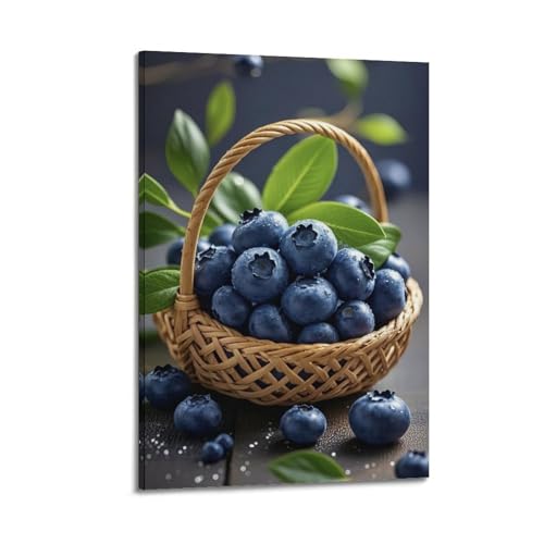 Panier de myrtilles fraîches en décoration murale moderne de 20 x 30 cm