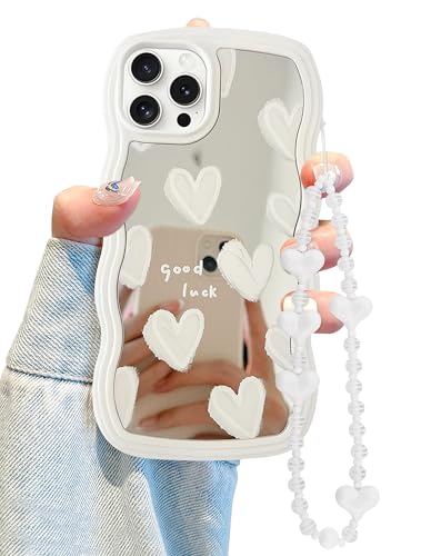 Coque miroir iPhone 12 Pro Max Jusy avec joli cœur blanc pour sublimer vos selfies entre amies