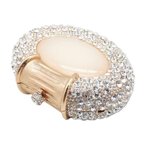 Image of UMREN Women Crystal Oval Shell Evening Purse Bags Luxury Rhinestone Clutch Unique Gems Handbag Bridal Wedding Shoulder Bag