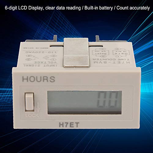 Image of Electronic Counter Digital, Pulse Meter Life Totalizer Digital Meter Length Counter Wheel Roll LCD Display Frequency Time Relay with 6 Digit LCD Display AC 110-220V H7Et BVM(0.0 Hours)