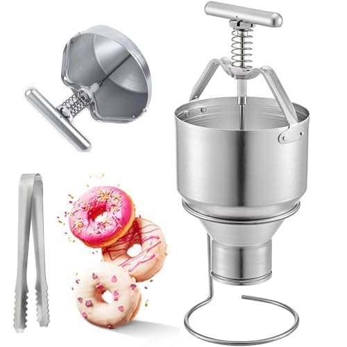 Máquina depositadora manual de donas, capacidad de 3 litros con 6 ajustes ajustables, 300 donas por hora para dispensar masa uniforme y dar forma profesional para panadería