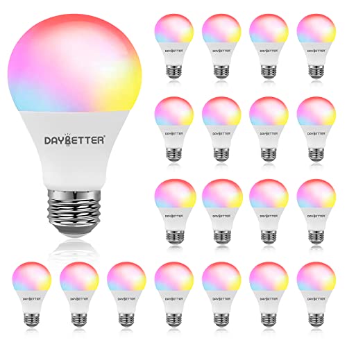 Image of DAYBETTER Smart Light Bulbs, RGBCW WiFi Color Changing Led Bulbs, Smart Bulbs that Work with Alexa & Google Assistant, A19 E26 9W 800LM Multicolor Led Light Bulb, Led Ceiling Fan Light Bulbs, 20 Pack