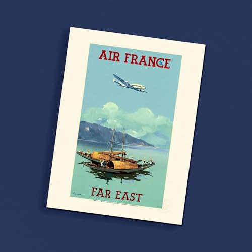 Affiche Air France Extrême-Orient Jonque par Guerra 1950 format 50x70 cm
