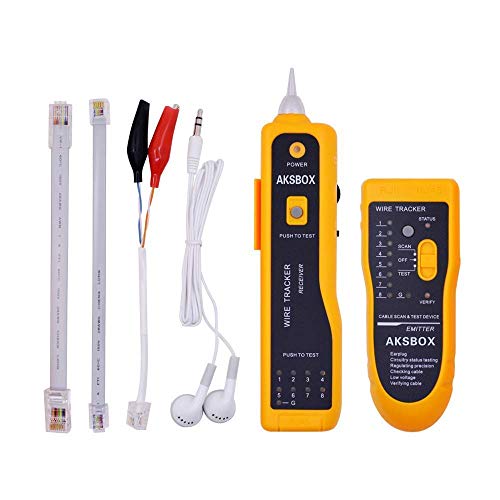 Ethernet Tester,Wire Tester,Wire Tracker,Ethernet Network Cable Tester Kit RJ11 RJ45 CAT5/5e CAT6 LAN Wire Tracker Portable Line Finder for Miss Wiring Disorder Cable Open and Short Circuit Testing