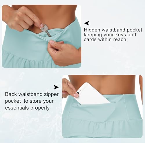 Image of THE GYM PEOPLE Womens High Waisted Running Shorts Quick Dry Athletic Workout Shorts with Mesh Liner Zipper Pockets