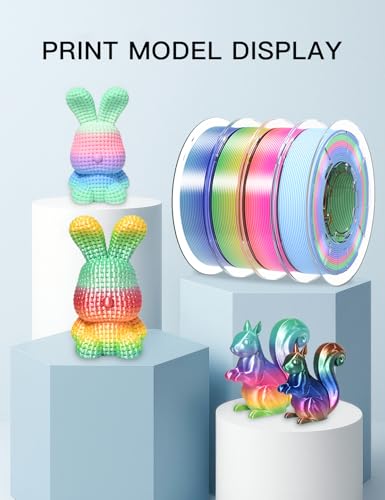 Image of PINBALL Silk & Matte Rainbow PLA 3D Printer Filament 1.75mm, 250g*4 | Multicolor Filament, Shiny Fast Color Changing, Dimensional Accuracy + /- 0.02mm