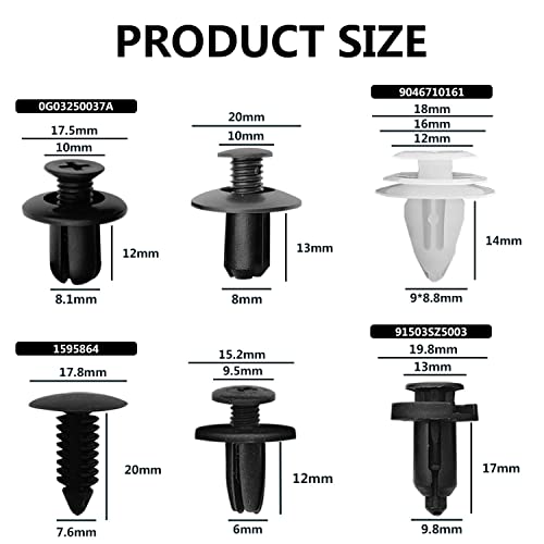 Grafken 100Pcs Car Retainer Clips & Fastener Remover, Quality Nylon Push Rivets - Splash Shield Clips 6 Most Popular Sizes & Applications for Honda Toyota GM Ford, m - Image 4