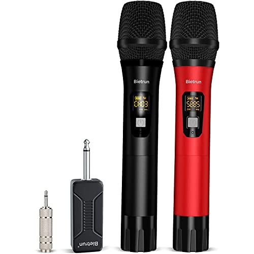 Bietrun Wireless Microphone Dynamic Mic System with Rechargeable Receiver, 1/4