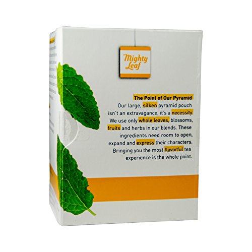 Mighty Leaf Whole Leaf Tea, Organic Mint Melange, 15 Tea Bags Individual Pyramid-Style Tea Sachets Of Uncaffeinated Organic Mint Tea, Delicious Hot Or Iced, Sweetened Or Plain #TOP1