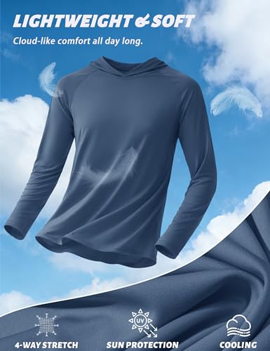 Image of KEFITEVD Men's Sun Hoodie Long Sleeve Fishing UPF 50+ SPF Quick Dry Shirts