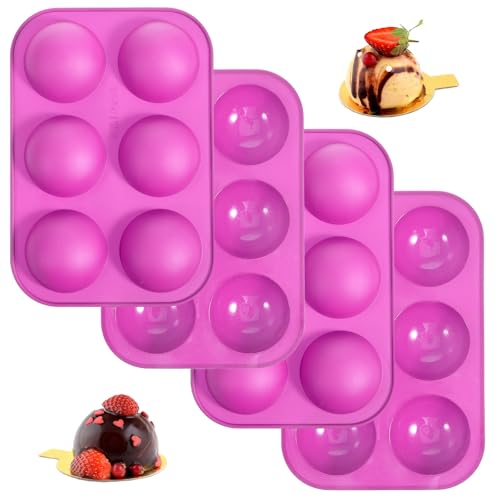 Classicseali Lot de 4 moules à pralines en silicone, forme demi-sphère, moule en silicone pour cuisson américaine, moule rond en silicone pour la fabrication de dôme, chocolat, mousse, gâteau, gelée