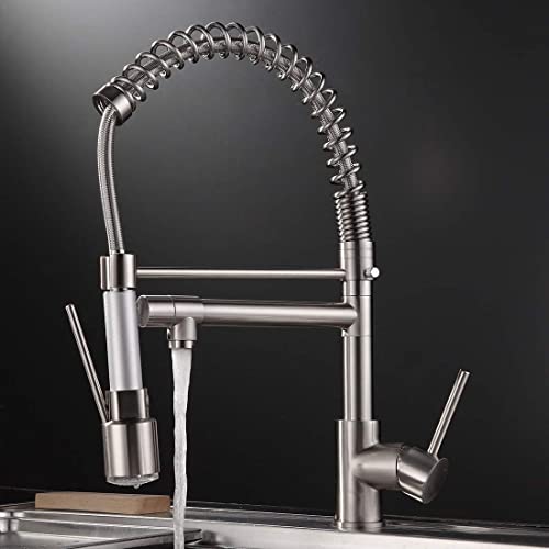Robinet de cuisine extractible à deux becs avec douchette et indicateur LED - 2