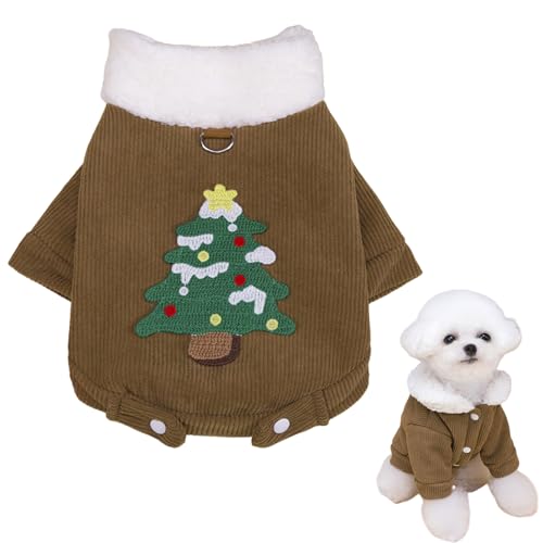 クリスマス ペット服 秋冬 犬服 可愛い サンタクロース 犬の服 猫服 ドッグウェア 暖かい 防寒 ペット 洋服 正月 新年 クリスマス コスプレ コスチューム 仮装 記念撮影 お出かけ お散歩 (コーヒー, S)