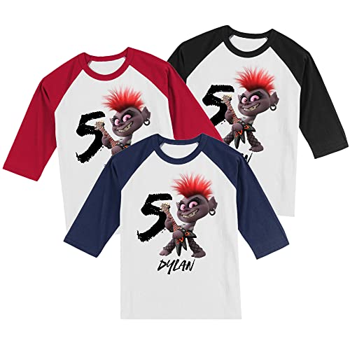 Personalized Queen Troll Birthday Shirt | Barb's Shirt | Handmade Decorated Shirt | Personalized with Name and Age | Unisex 3/4 Sleeve Raglan T-Shirt | #11474