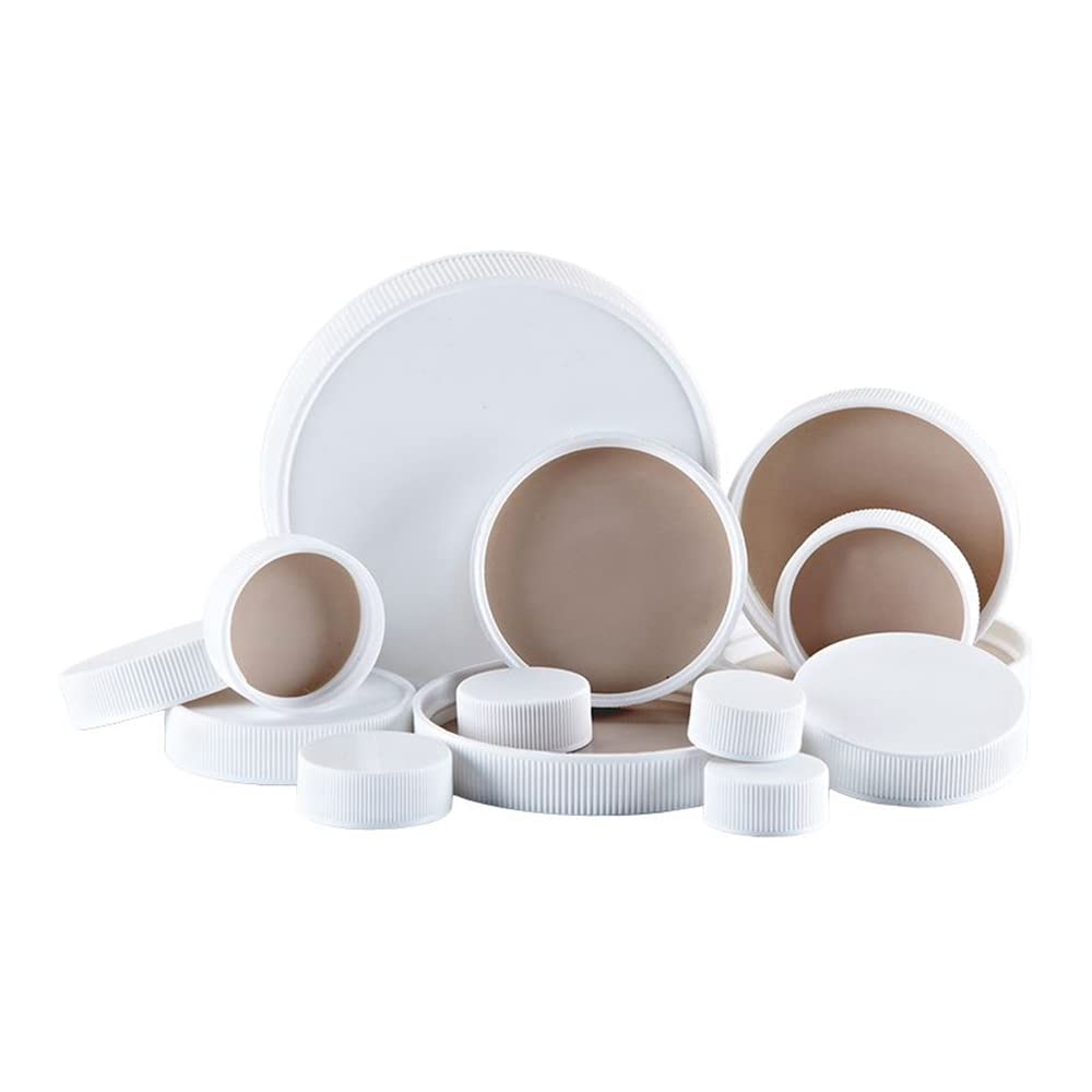 Qorpak 239080 White ValuLine Ribbed Polypropylene Cap with F217 and PTFE Lining, 28-400 Cap Size, Pack of 5,000