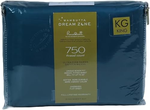 Dream Zone 750 Thread Count Pima Cotton Sheet Set (Teal, King (U.S. Standard))
