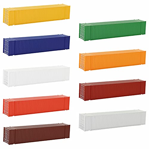 Evemodel C8748 9pcs Different Colored HO Scale 1:87 48ft Blank Shipping Container 48' Cargo Box