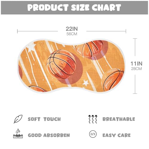 Baby Burp Cloths, Soft Absorbent Burping Cloths for Babies, Cotton Milk Spit Up Rags, Large Size for Newborns, Baby Boys and Girls (Basketballs and Stars)4