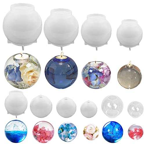 Senhai Lot de 10 moules en résine en forme de sphère 3D en silicone pour loisirs créatifs, fabrication de bijoux, décoration d'intérieur
