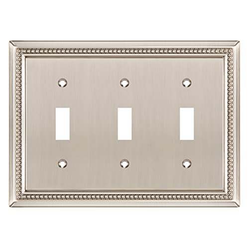 Image of Henne Bery Sunken Pearls Heavy Duty Decorative Wall Plate Switch Plate Outlet Cover (Triple Toggle, Satin Nickel)