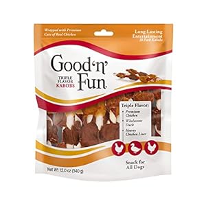 Good’n’Fun Triple Flavored Rawhide Kabobs for Dogs, Treat Your Dog 12-Ounce | 18 Count