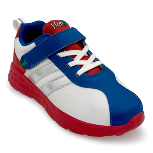 KazarMax Kids Boys White and Blue Sneakers Shoes- 9 Kids UK