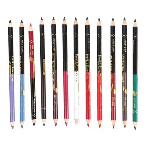 Veemoon 12Piezas Lápiz de Maquillaje para Ojos y Labios Lápiz de Cejas Dual con Sacapuntas Colores Maquillaje Profesional para Detalle de Labios y Cejas