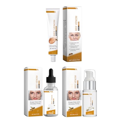 Botox Bee Venom Anti-Wrinkle Firming Cream Sets,Instant Face Essence Lotion,Anti-Aging Firming & Lifting Bee Venom Cream for All Skin Types,3 Pcs Sets (A+B+C)