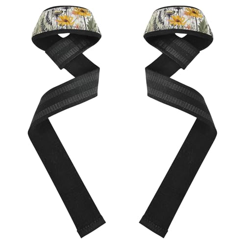 Nander Herb Flower Wrist Straps for Weightlifting,Lifting Straps with Neoprene Cushioned Wrist Padded and Anti-Skid Silicone for Strength Training,Bodybuilding,Deadlifting