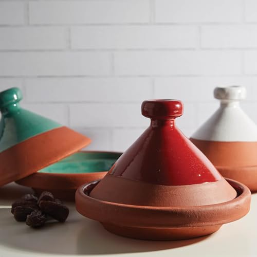 Verve CULTURE Moroccan Tagine Pot, Traditional Ceramic Cooking Pot, Contemporary Style Tangine, Teal, 9\" tall / 11 diameter - Thumbnail 4
